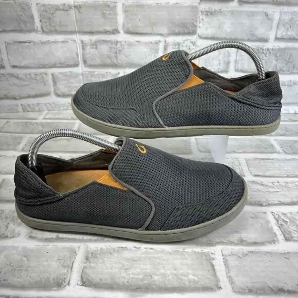 Olukai Nohea Men's Size 9 Gray Mesh Casual Slip On Loafers Sneakers Shoes